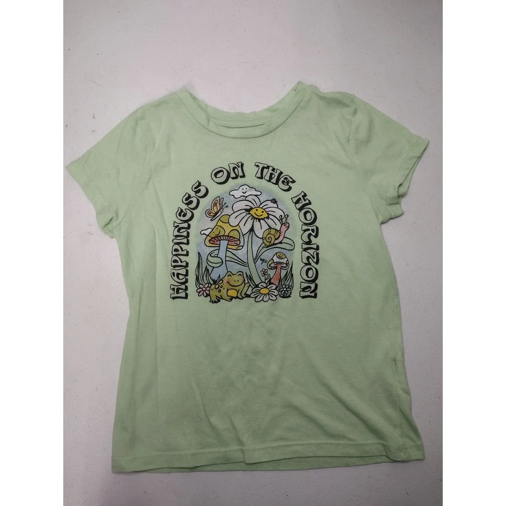 Old Navy Frog Mushroom Graphic Tee & Cat Jack Black Crop Leggings Set S 6-6X